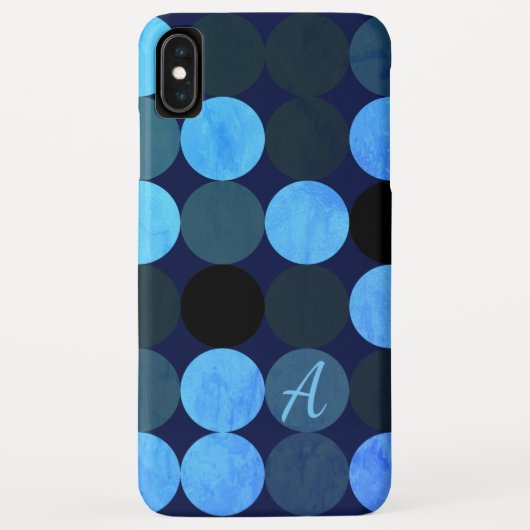 Coques Case-Mate iPhone Cercles bleus modernes et monogramme (Dos)