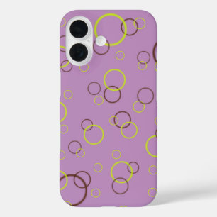 Coques iPhone 16 Cercles Brown de chaux simples Motif violet violet