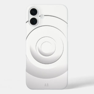 iPhone 16 Plus Case Cercles cool Blanc moderne avec initiales personna
