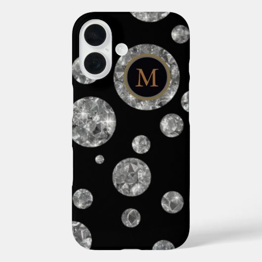 Coques Case-Mate iPhone cercles diamantés personnalisés sur noir (Verso)