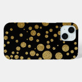 Coques Case-Mate iPhone cercles d'or sur noir (Verso (horizontal))