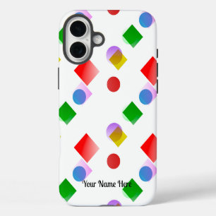 Coques iPhone 16 Plus Cercles et Carrés vivants et colorés