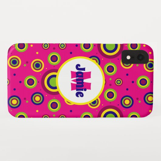 Coques Case-Mate iPhone Cercles funky personnalisés Motif (Dos (Horizontal))