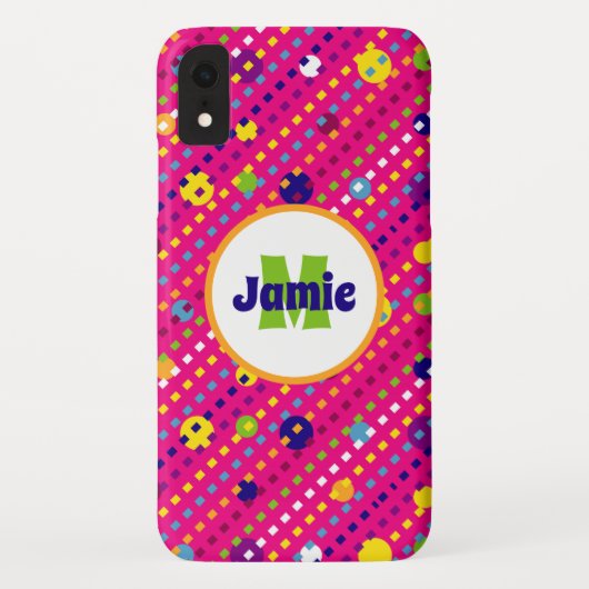 Coques Case-Mate iPhone Cercles funky personnalisés, Motif de tirets (Dos)