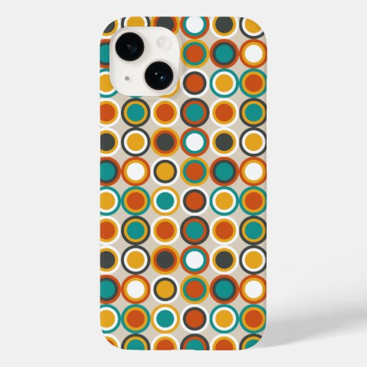 Coques Case-Mate iPhone Cercles Funky Rouge Orange Turquoise Mi-Siècle (Verso)