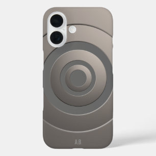 Coques iPhone 16 Cercles géométriques Argent moderne avec tous les 