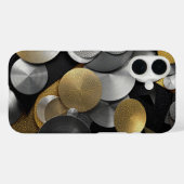 Coques Case-Mate iPhone Cercles géométriques modernes en or et argent (Verso (horizontal))