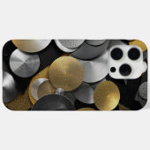 Coques Case-Mate iPhone Cercles géométriques modernes en or et argent (Verso (horizontal))