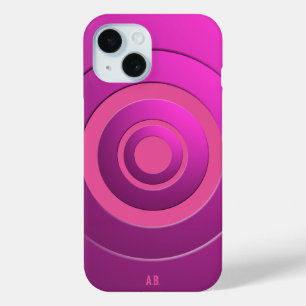 Coque Pour iPhone 15 Cercles géométriques Rose moderne avec tous les in