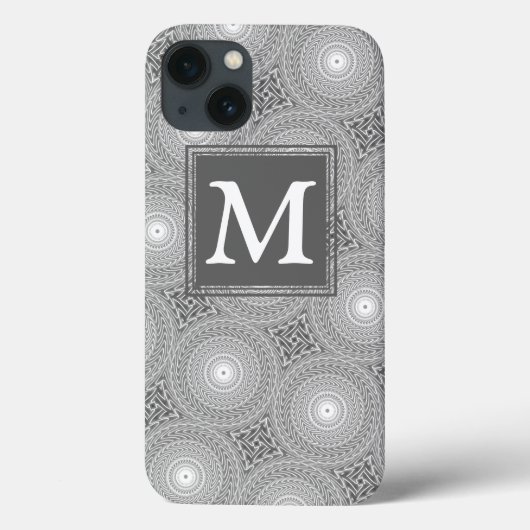 Coques Case-Mate iPhone Cercles gris monogramme motif Coque-Mate iPhone ca (Verso)