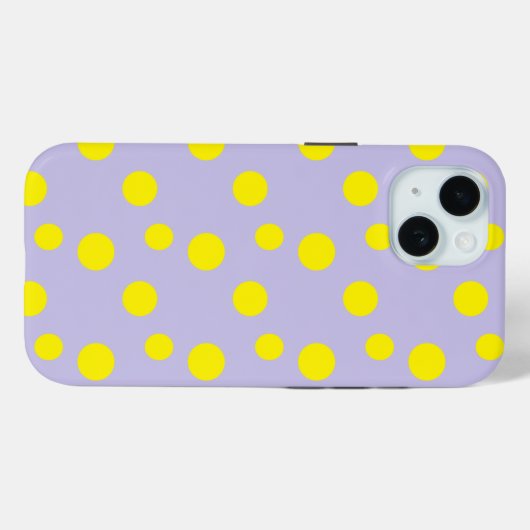 Coques Case-Mate iPhone Cercles jaunes sur motif pourpre (Verso (horizontal))
