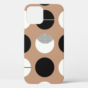 Case-Mate iPhone Case Cercles noirs, blancs, arrière - plans bruns.
