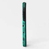 Coques Case-Mate iPhone Cercles noirs sur fond turquoise (Dos/Gauche)