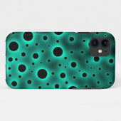 Coques Case-Mate iPhone Cercles noirs sur fond turquoise (Dos (Horizontal))