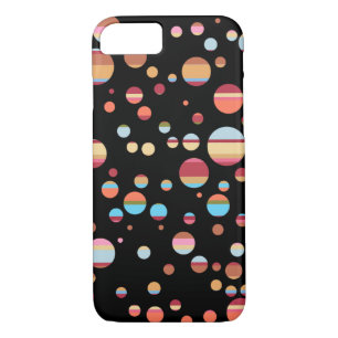 Coque iPhone 8/7 cercles rétro rayés sur noir