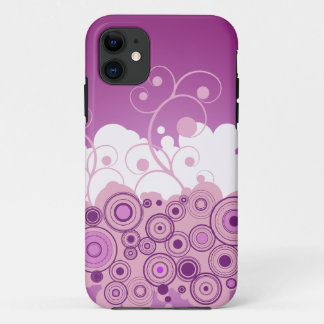Coque iPhone 11 Cercles Rétro Violets Avec Des Fils