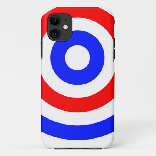 Coques Case-Mate iPhone Cercles rouges, blancs et bleus (Dos)