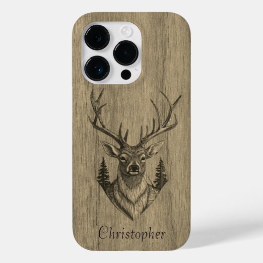 Coques Case-Mate iPhone Cerf - bois gravé - bois (Verso)