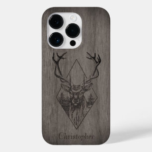 Coque Pour iPhone 14 Pro Cerf - bois gravé - bois personnalisé