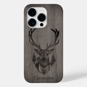 Coque Pour iPhone 14 Pro Cerf - bois gravé - bois personnalisé