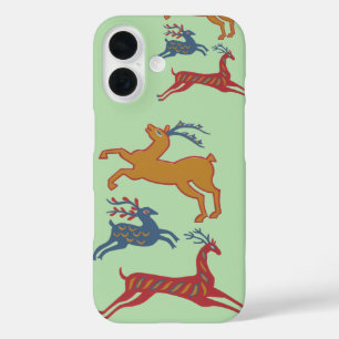 Coques iPhone 16 Cerf d'art populaire américain vintage couleur per