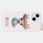 Coques Case-Mate iPhone Cerf de Bébé mignon avec Antlers et Fleurs (Verso (horizontal))