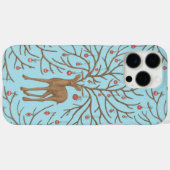 Coques Case-Mate iPhone Cerf de Noël sur fond bleu (Verso (horizontal))
