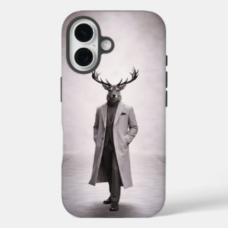 Coques iPhone 16 Cerf Élégant en Manteau Sur Mesure Portrait