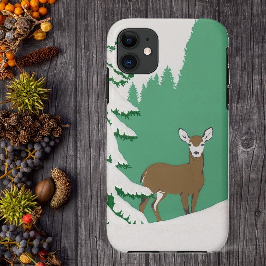 Coques Case-Mate iPhone Cerf Neige Scène d'hiver Pin