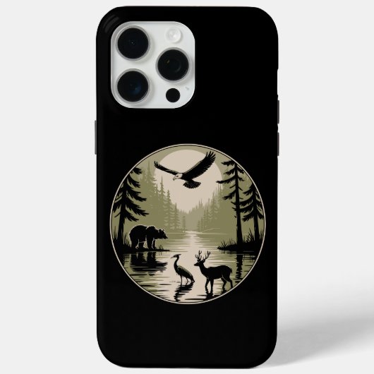 Coques Case-Mate iPhone Cerf Ours Aigle Lune Forêt Silhouette (Verso)