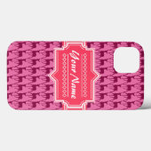 Coques Case-Mate iPhone Cerf rose chaud, Nom personnalisé (Verso (horizontal))