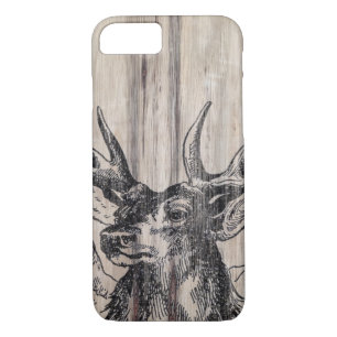Coque Case-Mate Pour iPhone Cerfs communs rustiques en bois  