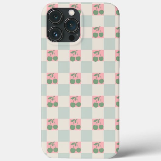 Coques Case-Mate iPhone Cerise esthétique rose verte À damiers Motif Y2K (Verso)