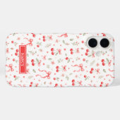 Coques Case-Mate iPhone Cerises avec rubans coquettes rouges monogrammées (Verso (horizontal))
