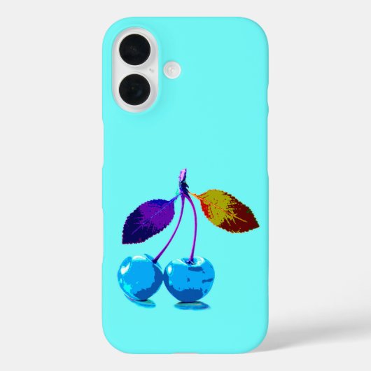 Coques Case-Mate iPhone Cerises bleu clair vibrant  (Verso)