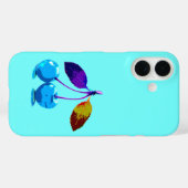 Coques Case-Mate iPhone Cerises bleu clair vibrant  (Verso (horizontal))