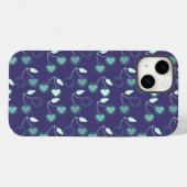 Coques Case-Mate iPhone cerises bleues de cœur (Verso (horizontal))