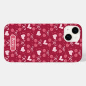 Coques Case-Mate iPhone Cerises Bows Coeurs rouge et rose (Verso (horizontal))