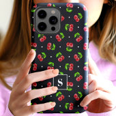 Coques Case-Mate iPhone Cerises Jolies à Points sur Monogramme Noir
