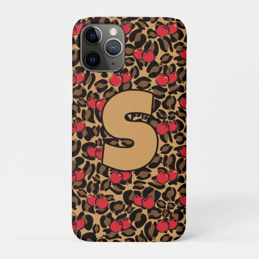 Coques Case-Mate iPhone Cerises léopard personnalisées (Dos)