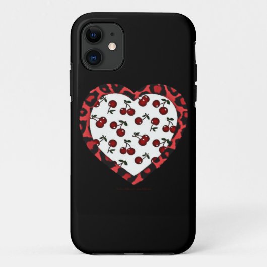 Coques Case-Mate iPhone Cerises RAB Imprimé Léopard Cœur Rockabilly (Dos)