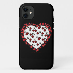 Etui iPhone Case-Mate Cerises Rockabilly RAB Impression Léopard Coeur