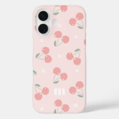 Coques Case-Mate iPhone Cerises roses Retro Nom personnalisé Monogramme (Verso)