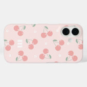 Coques Case-Mate iPhone Cerises roses Retro Nom personnalisé Monogramme (Verso (horizontal))