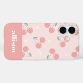 Coques Case-Mate iPhone Cerises roses Retro Nom personnalisé Monogramme (Verso (horizontal))