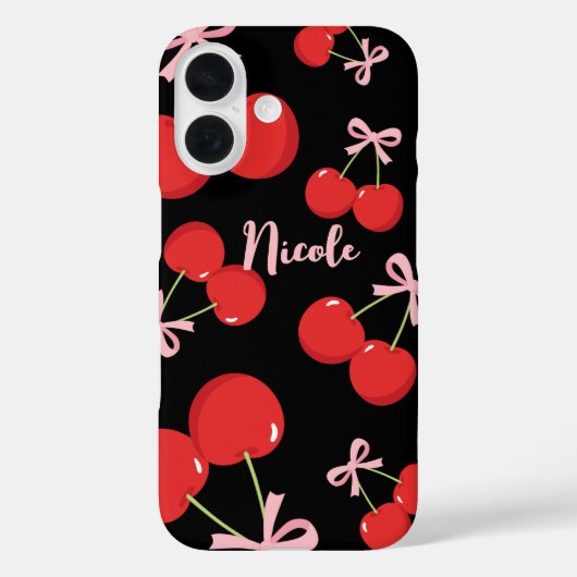 Coques Case-Mate iPhone Cerises rouges avec cou rose Coquette Cottage Chic (Verso)