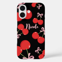Cerises Rouges avec Nœud Rose Coquette Cottage Chi