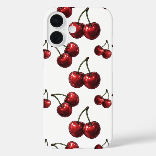 Coques Case-Mate iPhone Cerises Rouges Brillantes Blanc Retro (Verso)