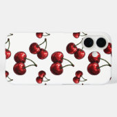 Coques Case-Mate iPhone Cerises Rouges Brillantes Blanc Retro (Verso (horizontal))