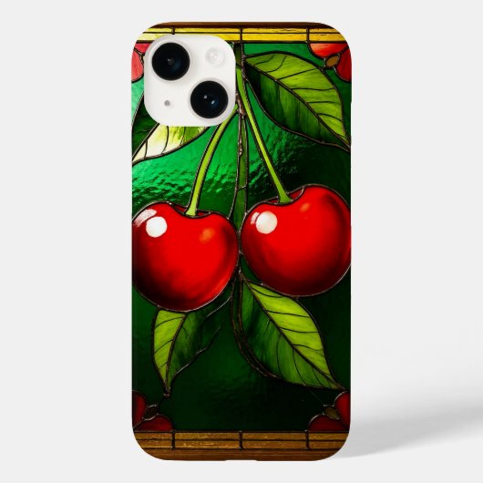 Coques Case-Mate iPhone Cerises rouges vives et feuilles vertes (Verso)